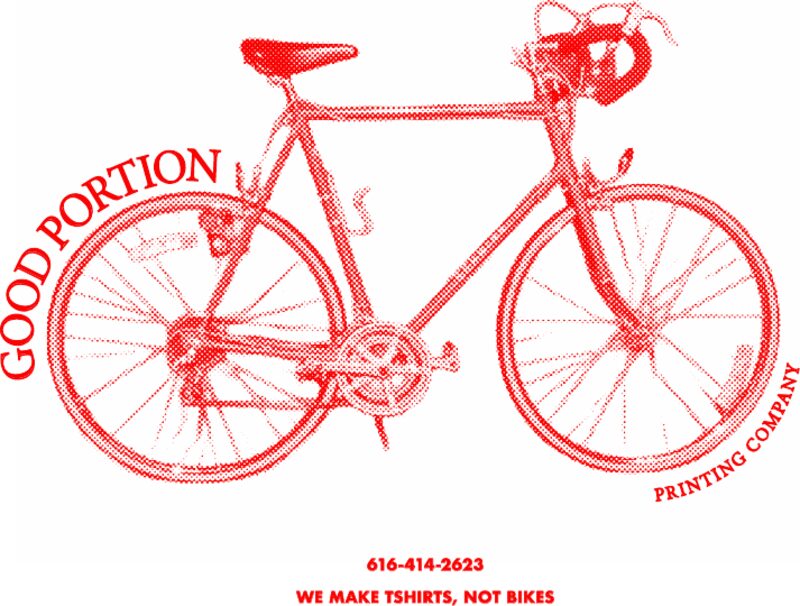Red halftone bike promo